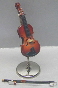 Dollhouse Miniature Violin with Case and Stand